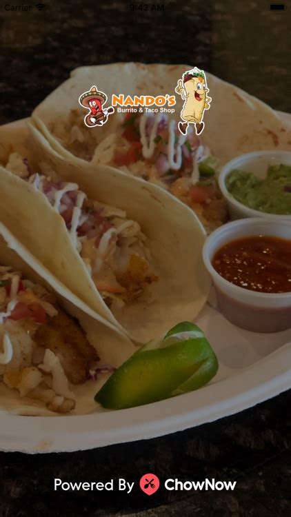 Menus for Nando's Burrito And Taco Shop. .